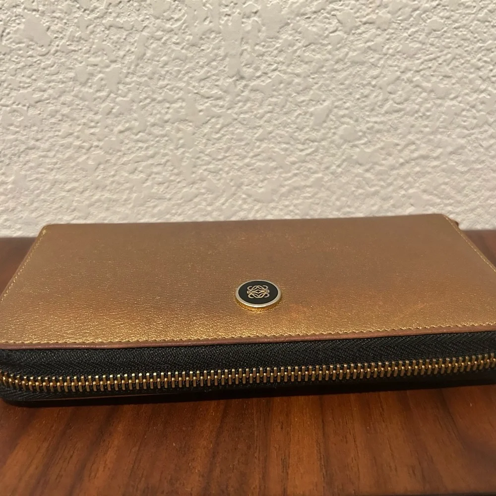 Loewe Metallic Gold Zip Wallet